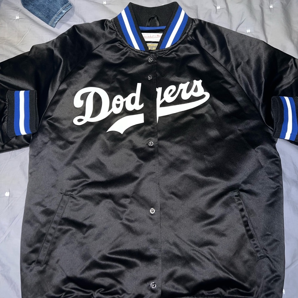 Dodgers Black and Blue Men's satin jacket Authentic